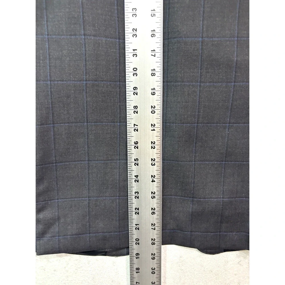 Joseph Abboud 36R 30x29 2pc Pant Suit Charcoal Navy Blue Windowpane Wool Joe‎